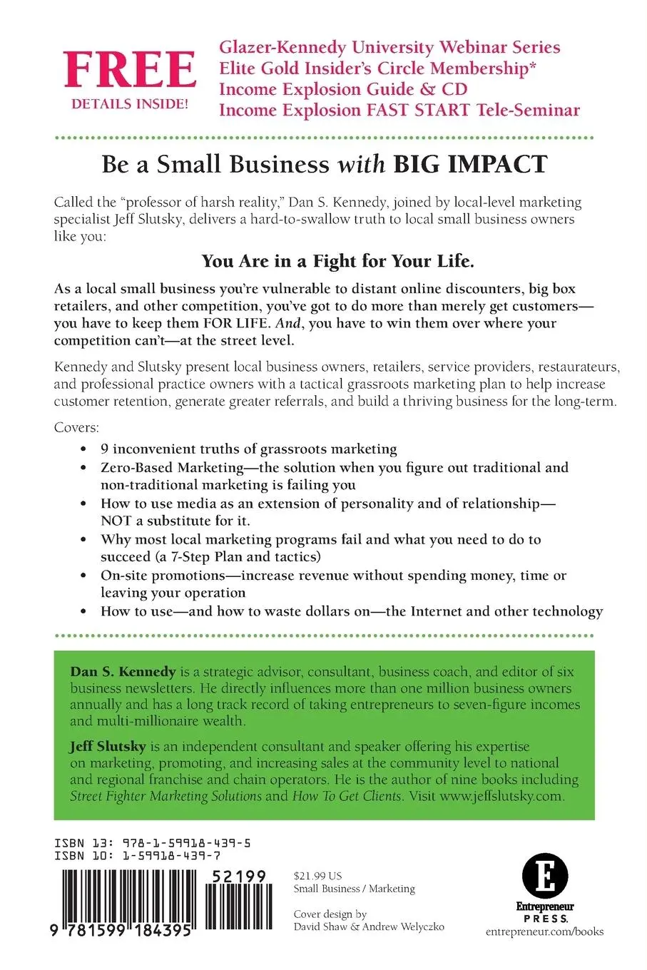 Rückseite: 9781599184395 | No B.S. Grassroots Marketing | Dan S Kennedy (u. a.) | Taschenbuch