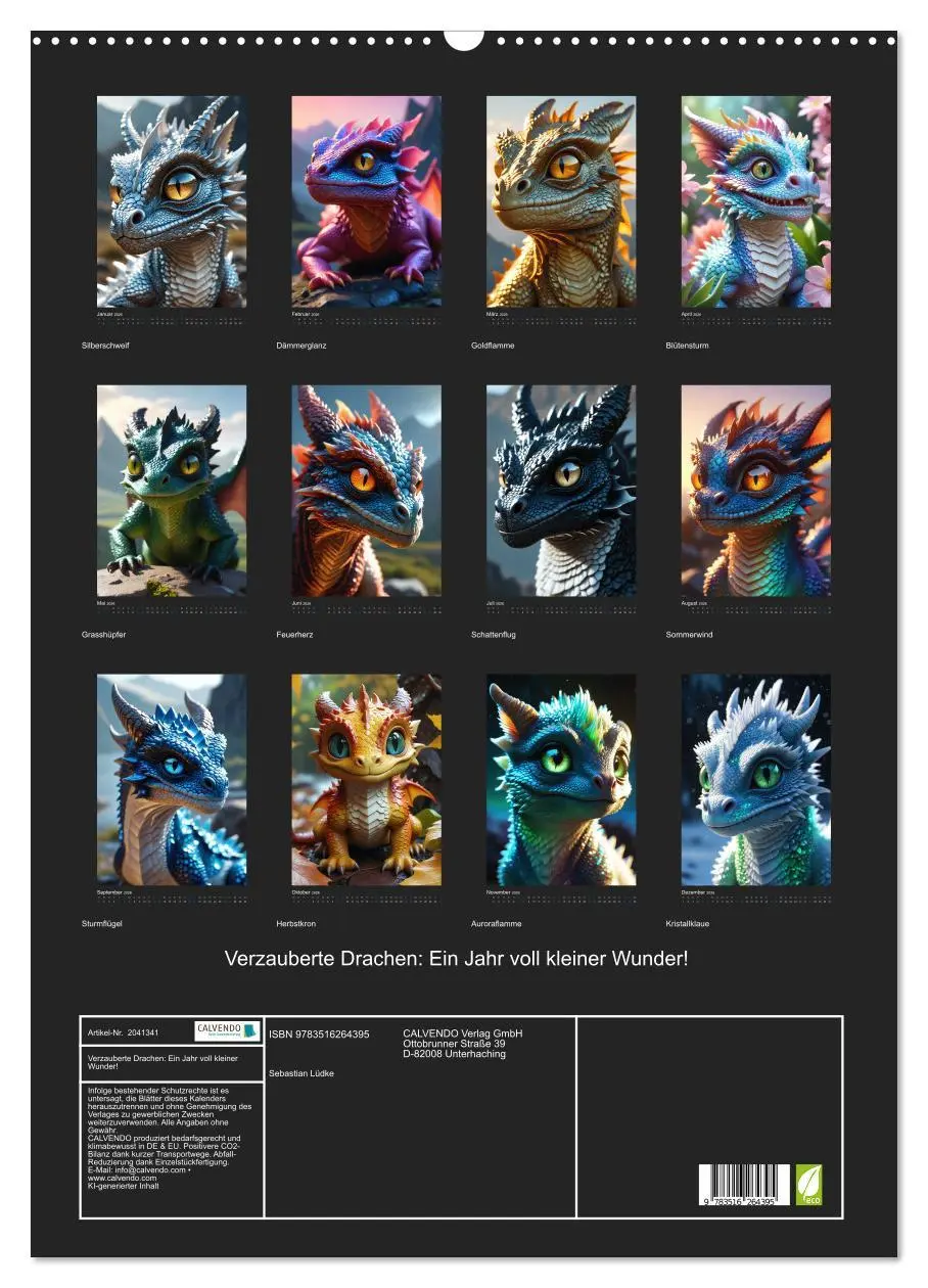 Bild: 9783516264395 | Verzauberte Drachen: Ein Jahr voll kleiner Wunder! (Wandkalender...