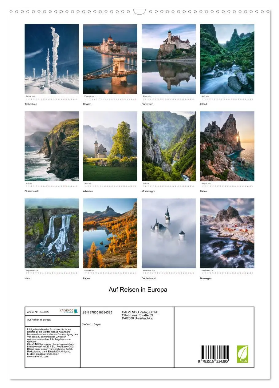 Bild: 9783516334395 | Auf Reisen in Europa (hochwertiger Premium Wandkalender 2026 DIN A2...