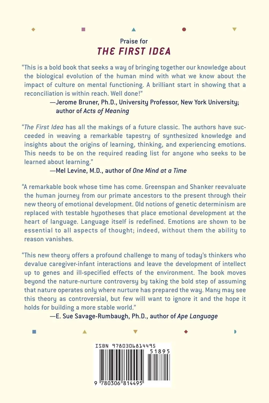 Rückseite: 9780306814495 | The First Idea | Stanley I. Greenspan (u. a.) | Taschenbuch | Englisch