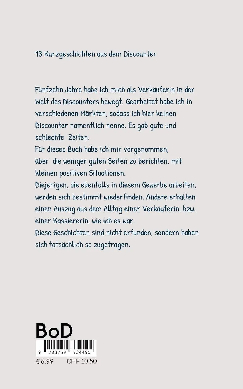 Rückseite: 9783759734495 | Arbeiten im Discounter | Oder, wie jemand in den Pfandraum kackt.