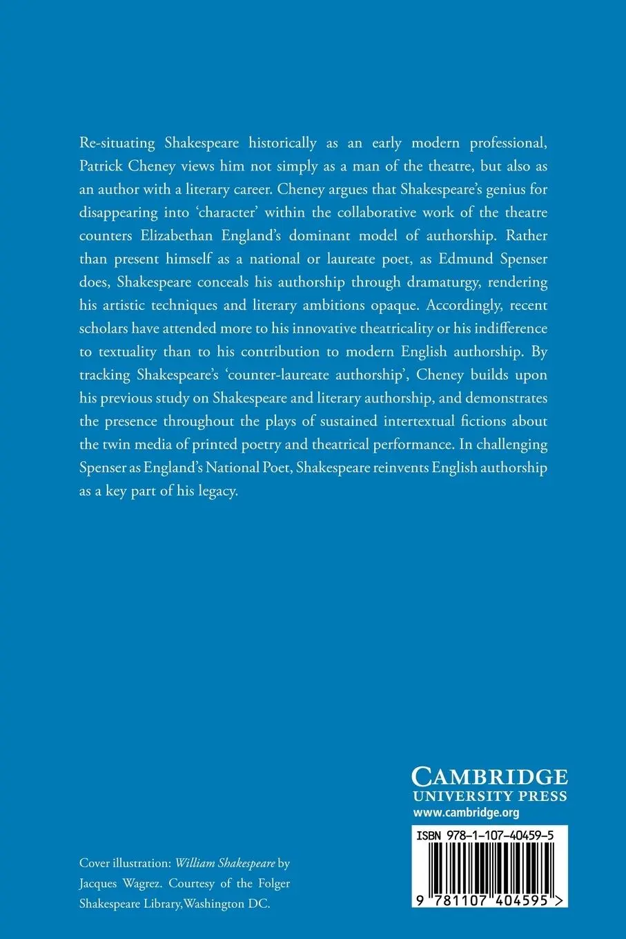 Rückseite: 9781107404595 | Shakespeare's Literary Authorship | Patrick Cheney | Taschenbuch