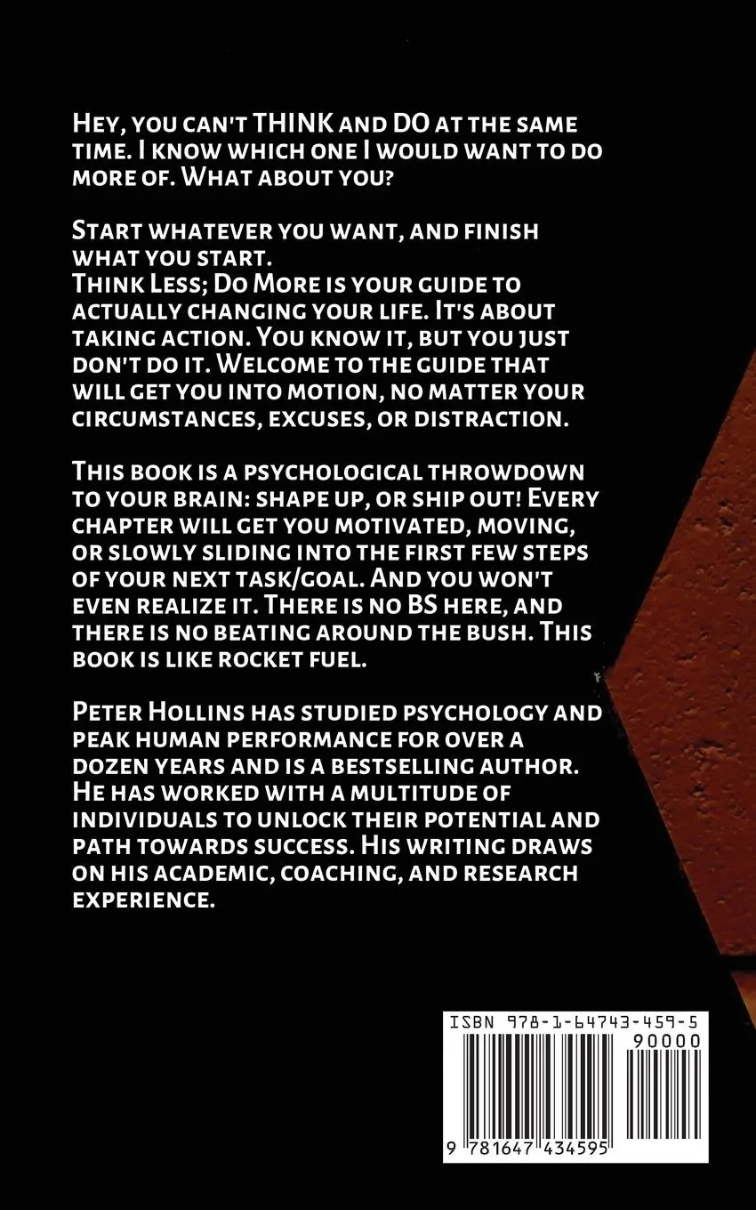 Rückseite: 9781647434595 | Think Less; Do More | Peter Hollins | Taschenbuch | Englisch | 2023