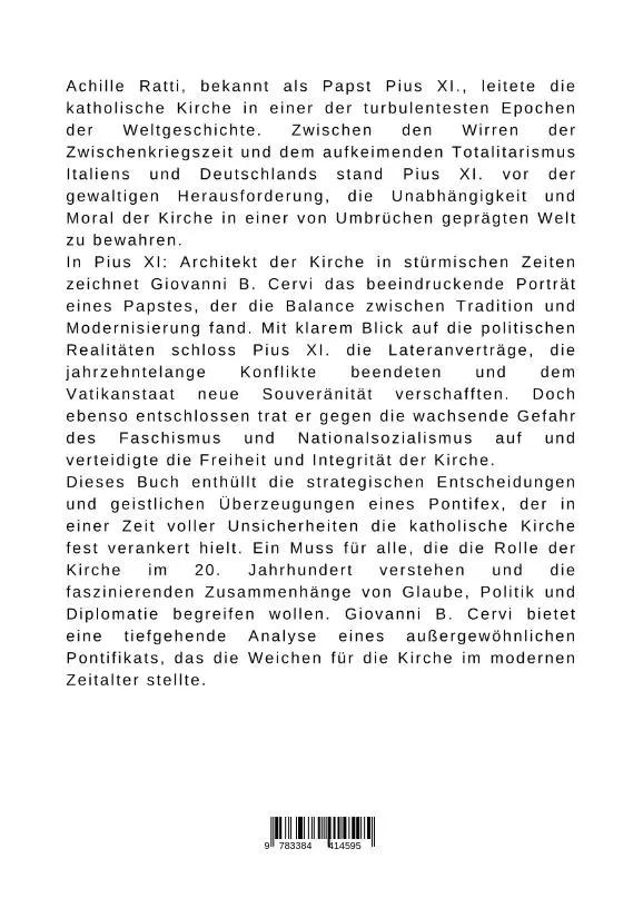 Rückseite: 9783384414595 | Pius XI: Architekt der Kirche in stürmischen Zeiten | Cervi | Buch