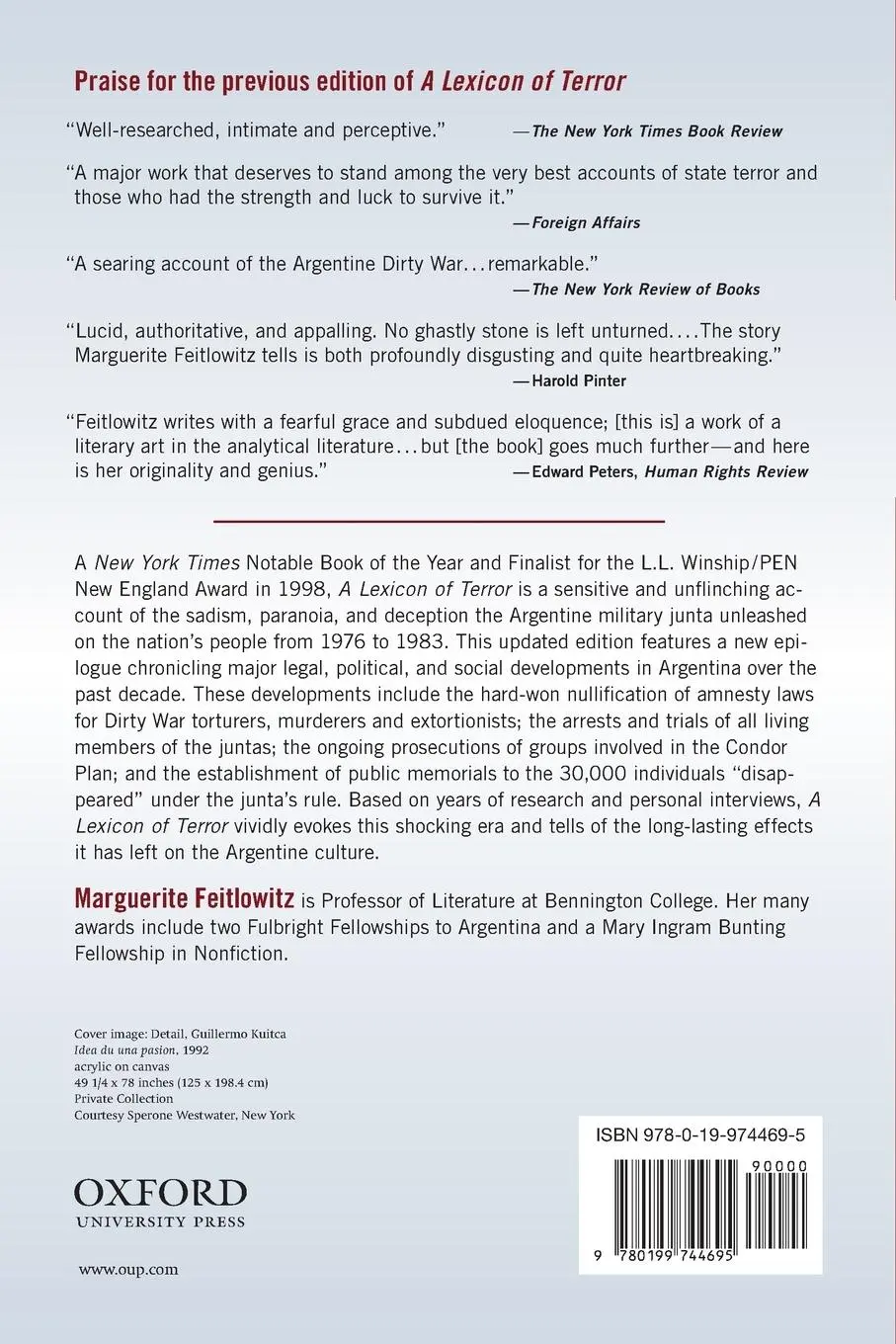 Rückseite: 9780199744695 | A Lexicon of Terror | Argentina and the Legacies of Torture | Buch