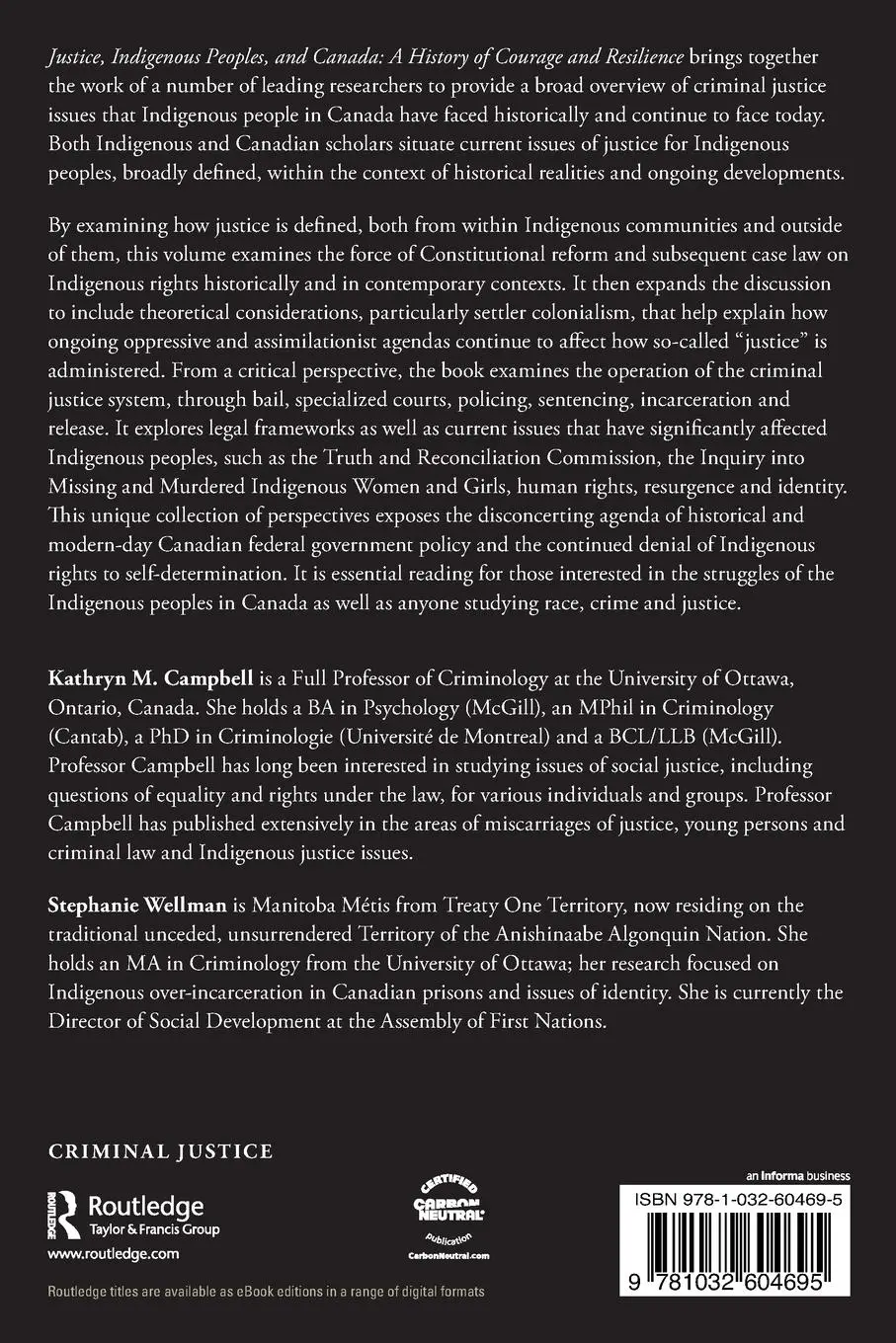 Rückseite: 9781032604695 | Justice, Indigenous Peoples, and Canada | Kathryn M Campbell (u. a.)
