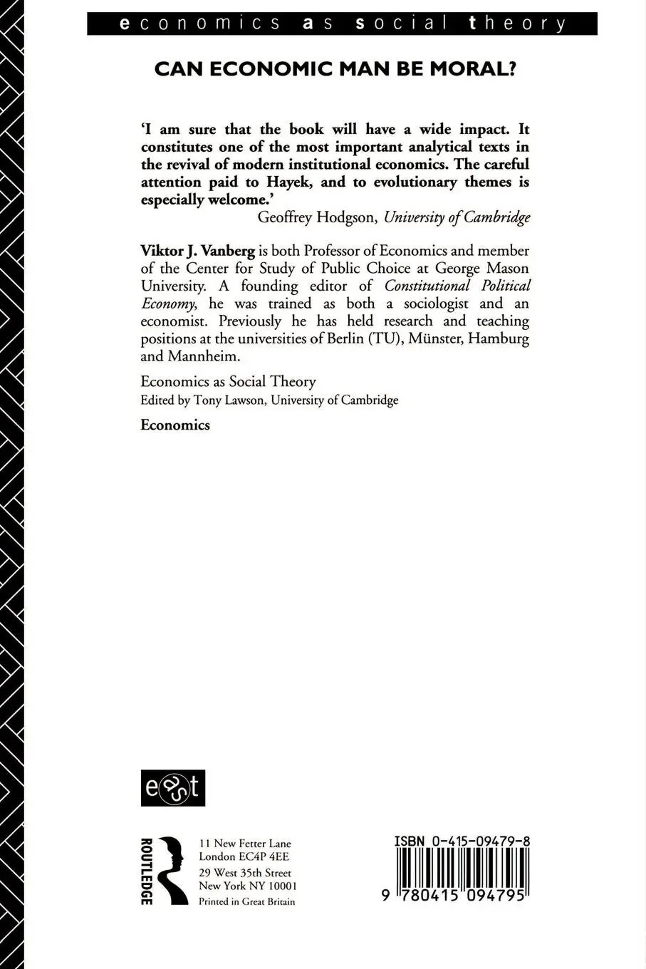 Rückseite: 9780415094795 | Rules and Choice in Economics | Viktor J Vanberg | Taschenbuch | 1994