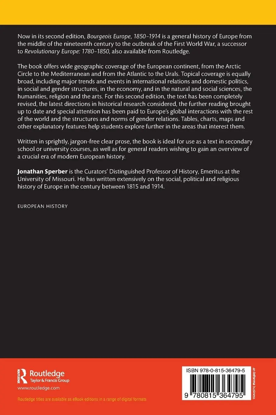 Rückseite: 9780815364795 | Bourgeois Europe, 1850-1914 | Jonathan Sperber | Taschenbuch | 2022