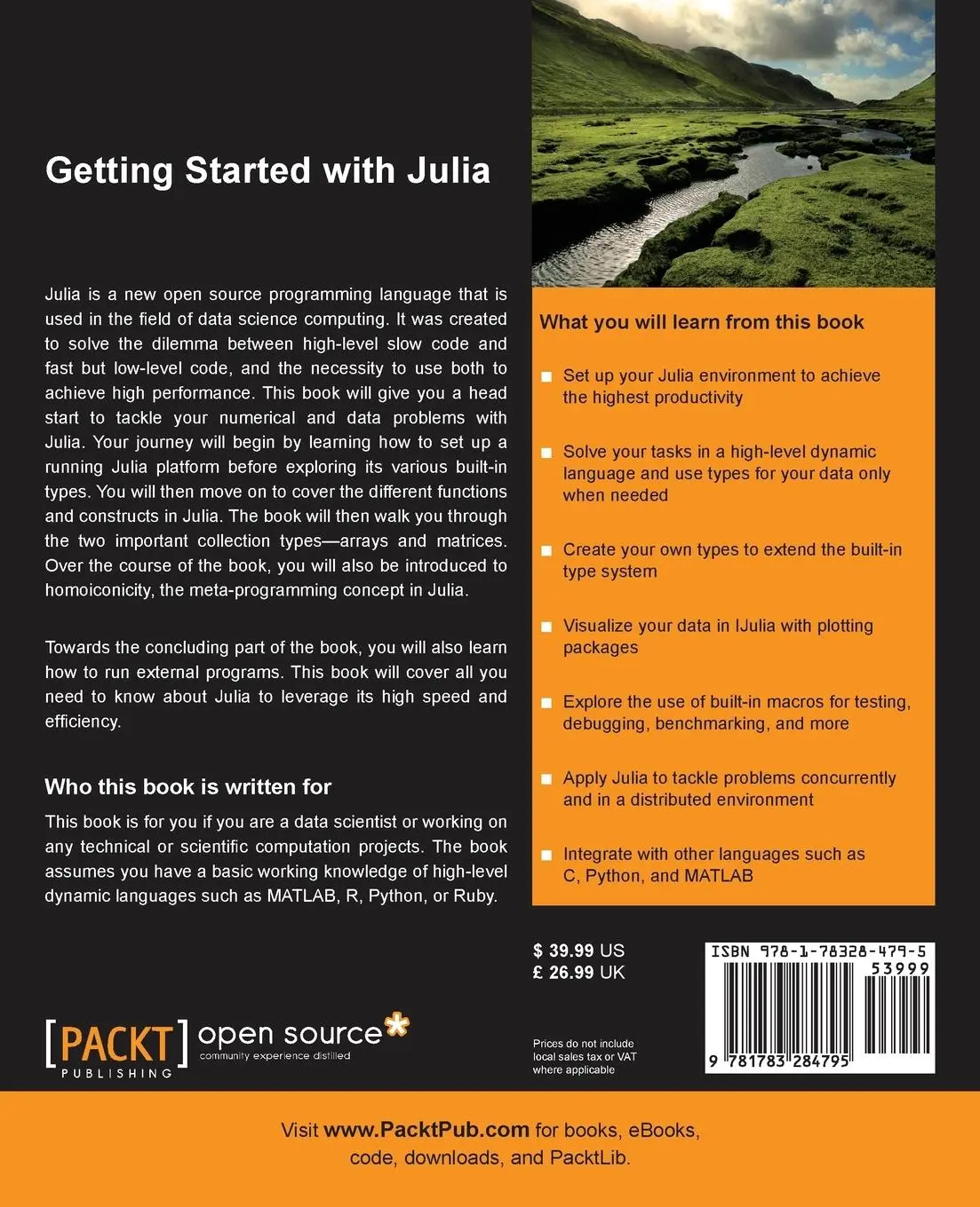 Rückseite: 9781783284795 | Getting started with Julia Programming Language | Ivo Balbaert | Buch