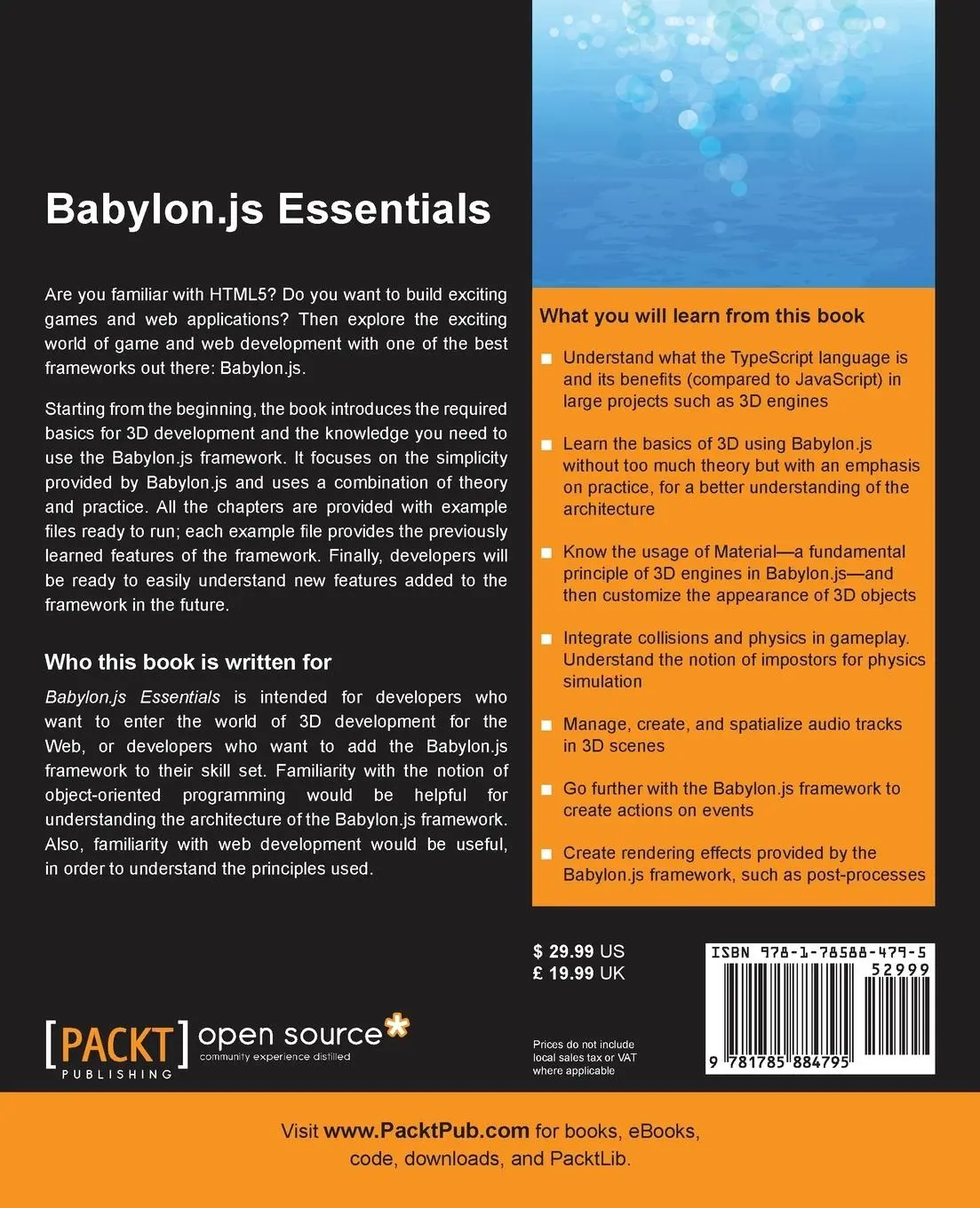 Rückseite: 9781785884795 | Babylon.JS Essentials | Julien Moreau-Mathis | Taschenbuch | Englisch