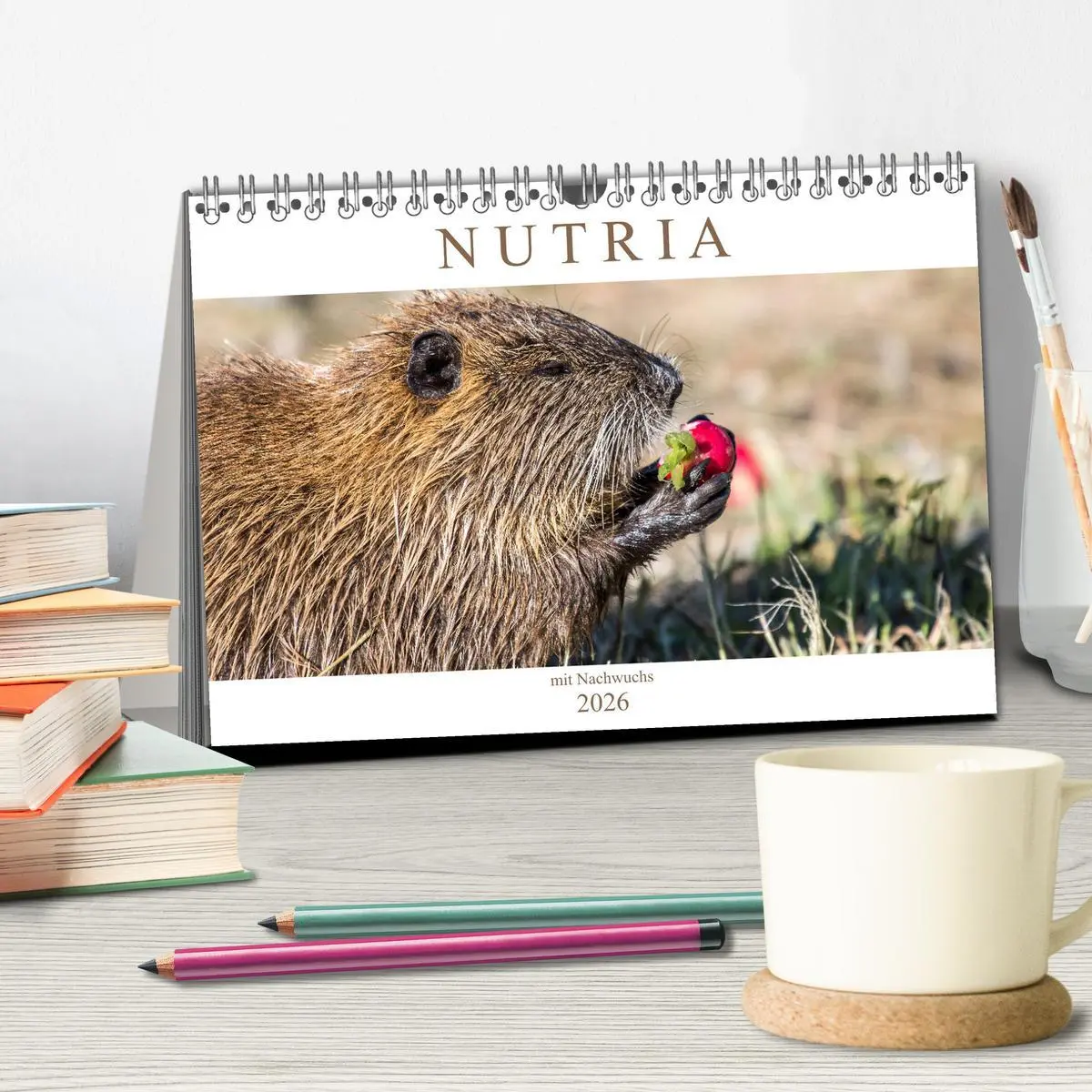 Bild: 9783457824795 | NUTRIA mit Nachwuchs (Tischkalender 2026 DIN A5 quer), CALVENDO...