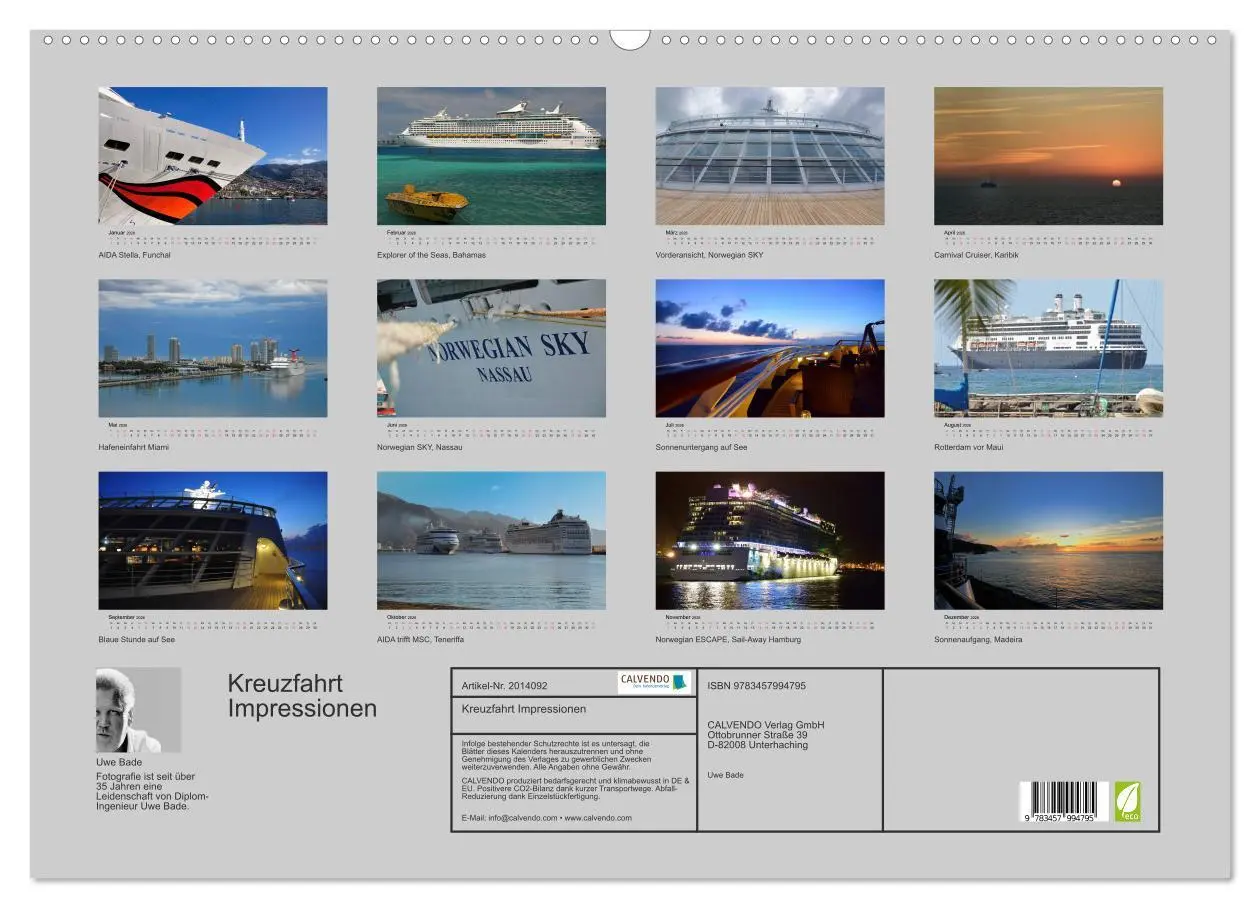 Bild: 9783457994795 | Kreuzfahrt Impressionen (Wandkalender 2026 DIN A2 quer), CALVENDO...