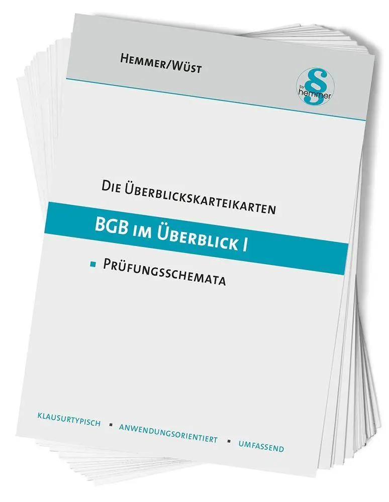Cover: 9783968384795 | Überblickskarteikarten BGB im Überblick I | Karl-Edmund Hemmer (u. a.)