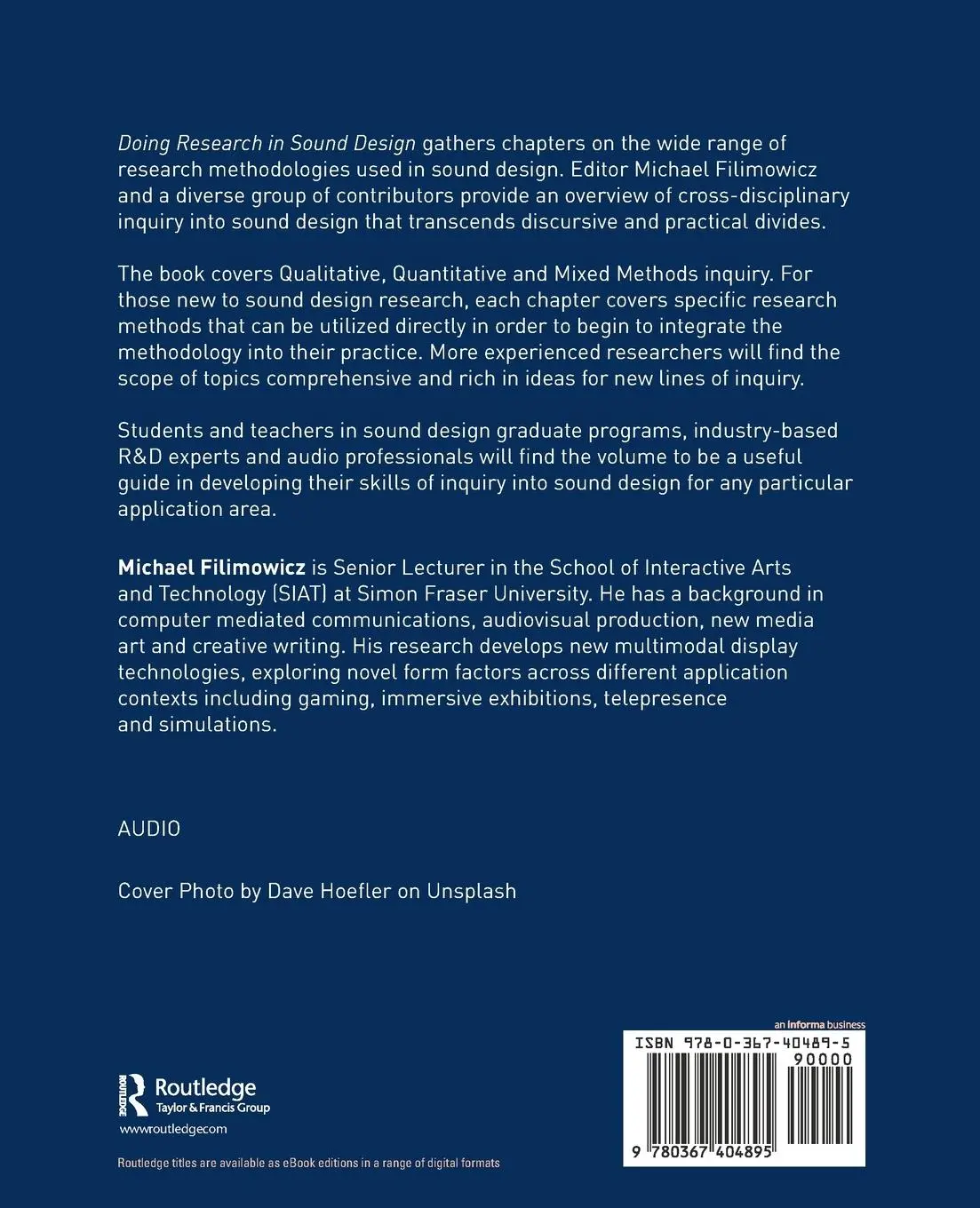 Rückseite: 9780367404895 | Doing Research in Sound Design | Michael Filimowicz | Taschenbuch