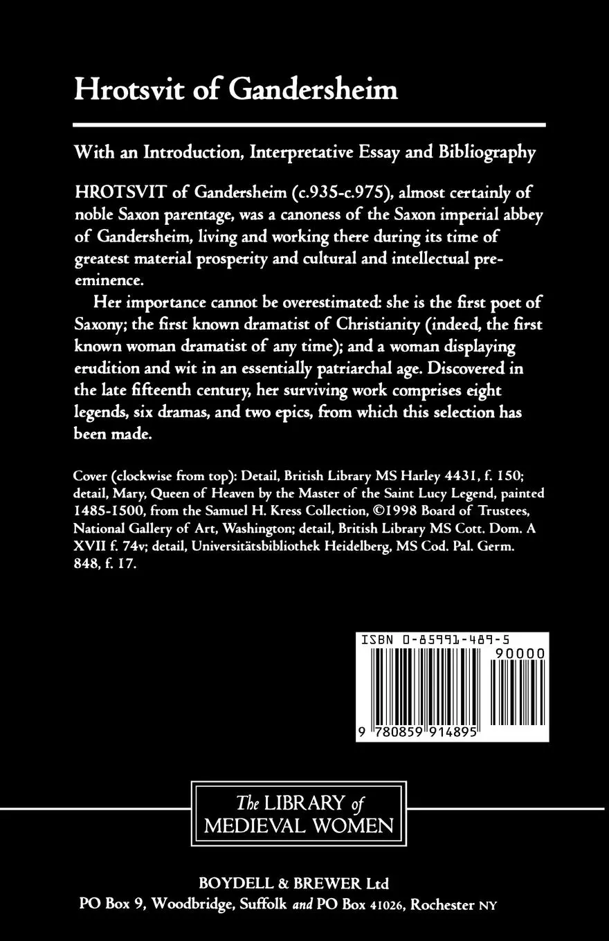 Rückseite: 9780859914895 | Hrotsvit of Gandersheim | Katharina M Wilson | Taschenbuch | Englisch