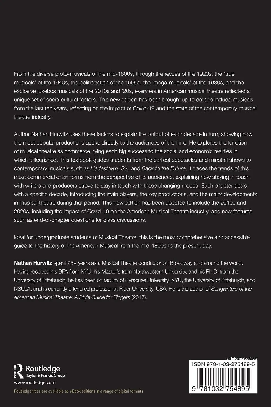 Rückseite: 9781032754895 | A History of the American Musical Theatre | No Business Like It | Buch