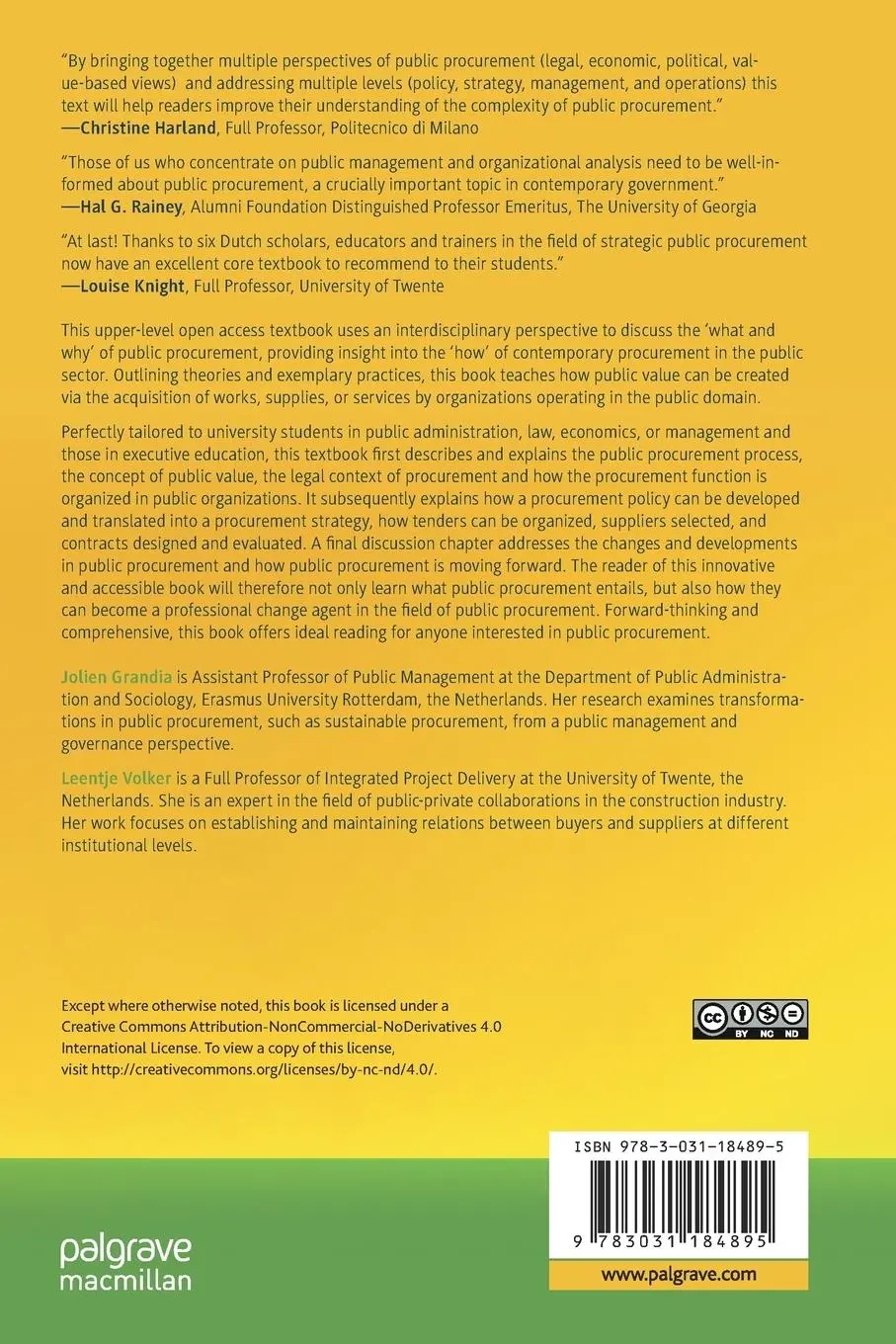 Rückseite: 9783031184895 | Public Procurement | Theory, Practices and Tools | Grandia (u. a.)