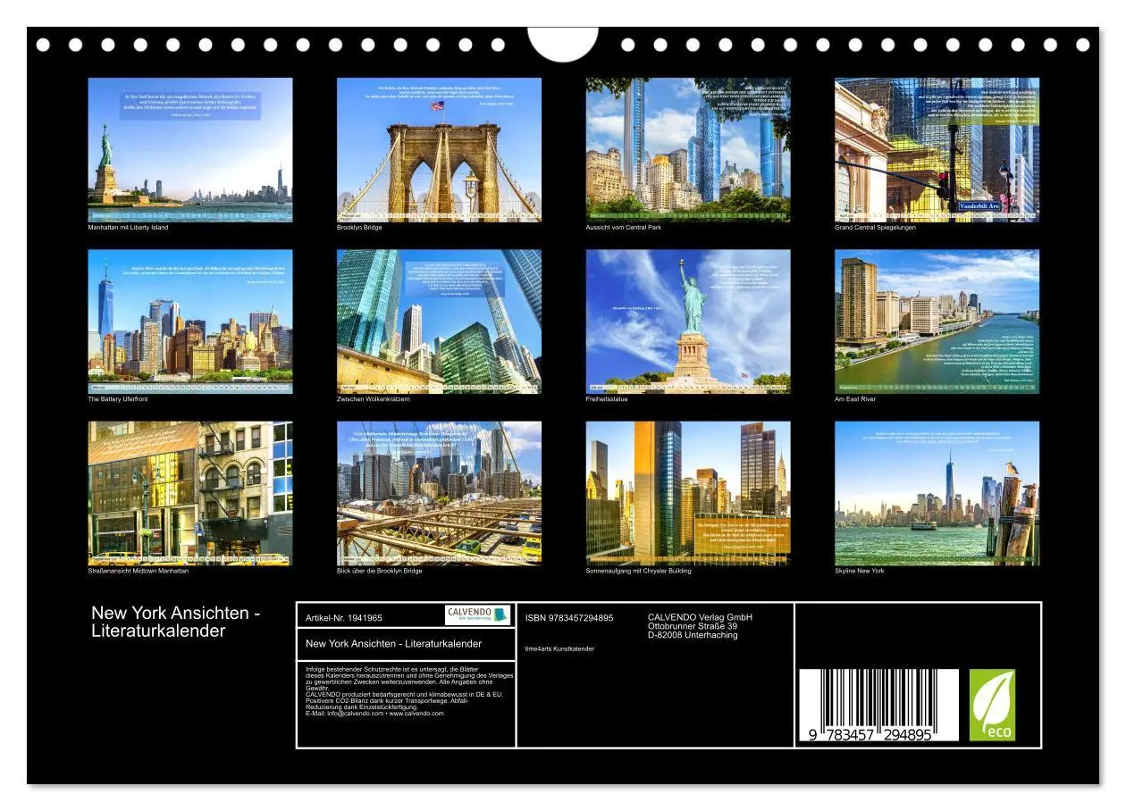 Bild: 9783457294895 | New York Ansichten - Literaturkalender (Wandkalender 2026 DIN A4...