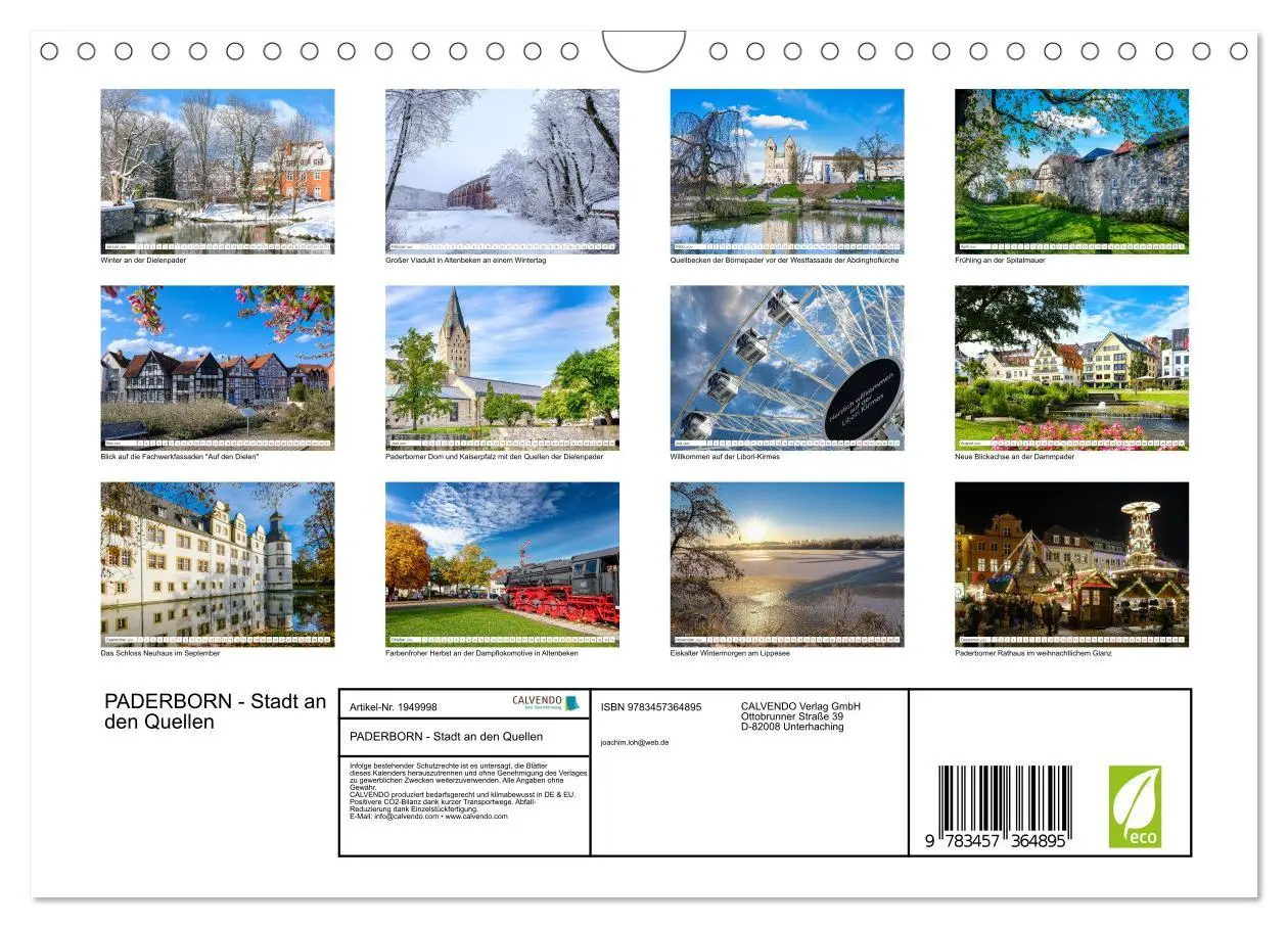 Bild: 9783457364895 | PADERBORN - Stadt an den Quellen (Wandkalender 2026 DIN A4 quer),...