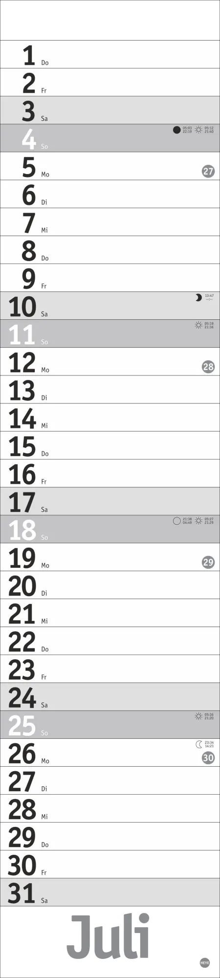 Bild: 9783756414895 | Langplaner, silber 2027 | Heye | Kalender | Bürokalender Heye | 13 S.