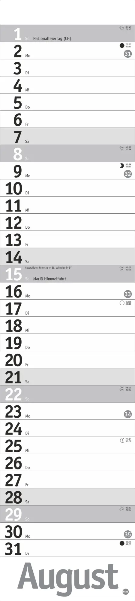 Bild: 9783756414895 | Langplaner, silber 2027 | Heye | Kalender | Bürokalender Heye | 13 S.