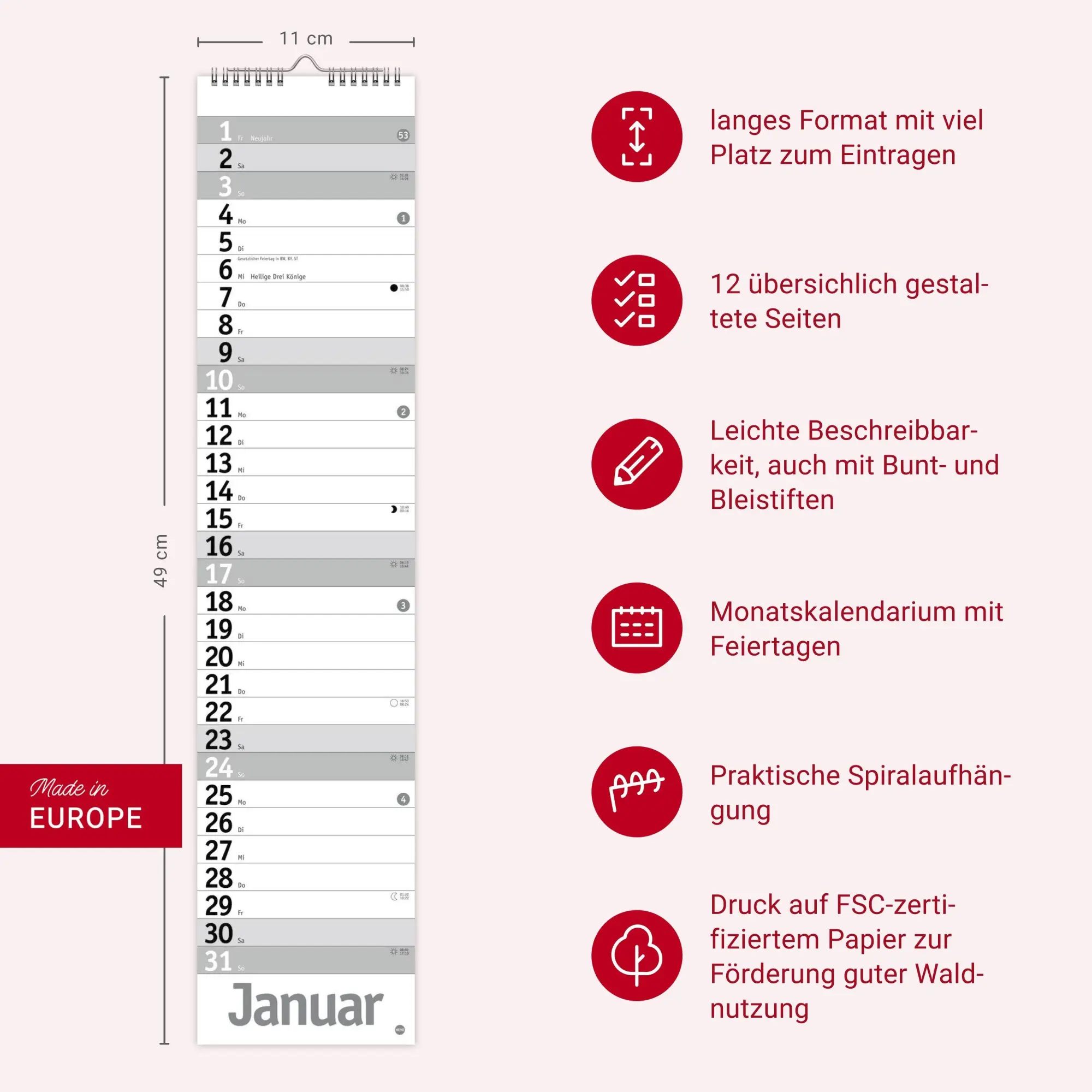 Bild: 9783756414895 | Langplaner, silber 2027 | Heye | Kalender | Bürokalender Heye | 13 S.