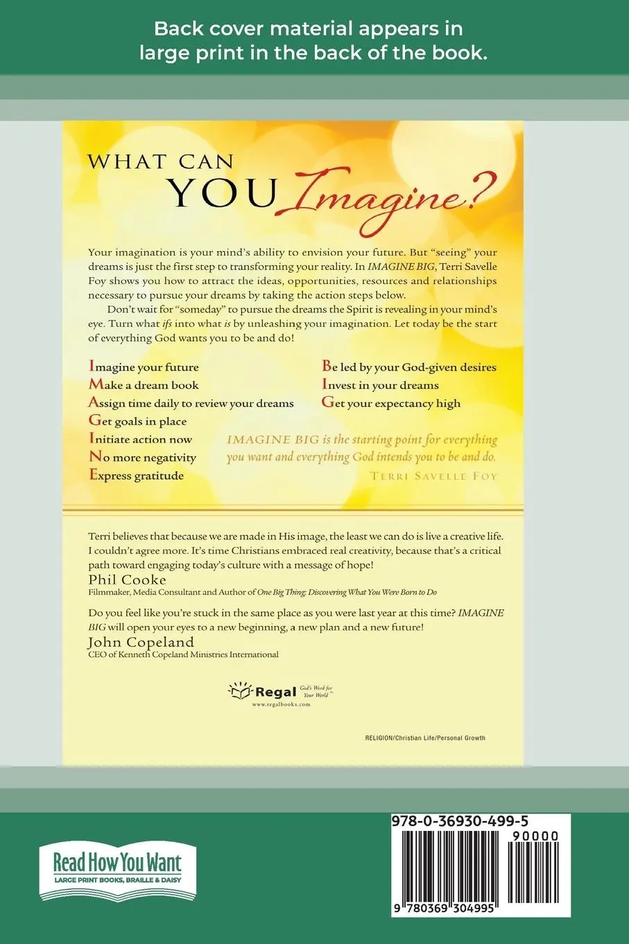 Rückseite: 9780369304995 | Imagine Big | Terri Savelle Foy | Taschenbuch | Englisch | 2013