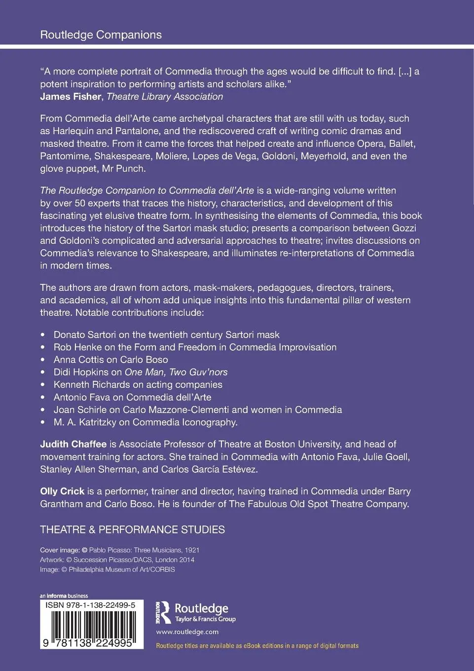 Rückseite: 9781138224995 | The Routledge Companion to Commedia dell'Arte | Judith Chaffee (u. a.)