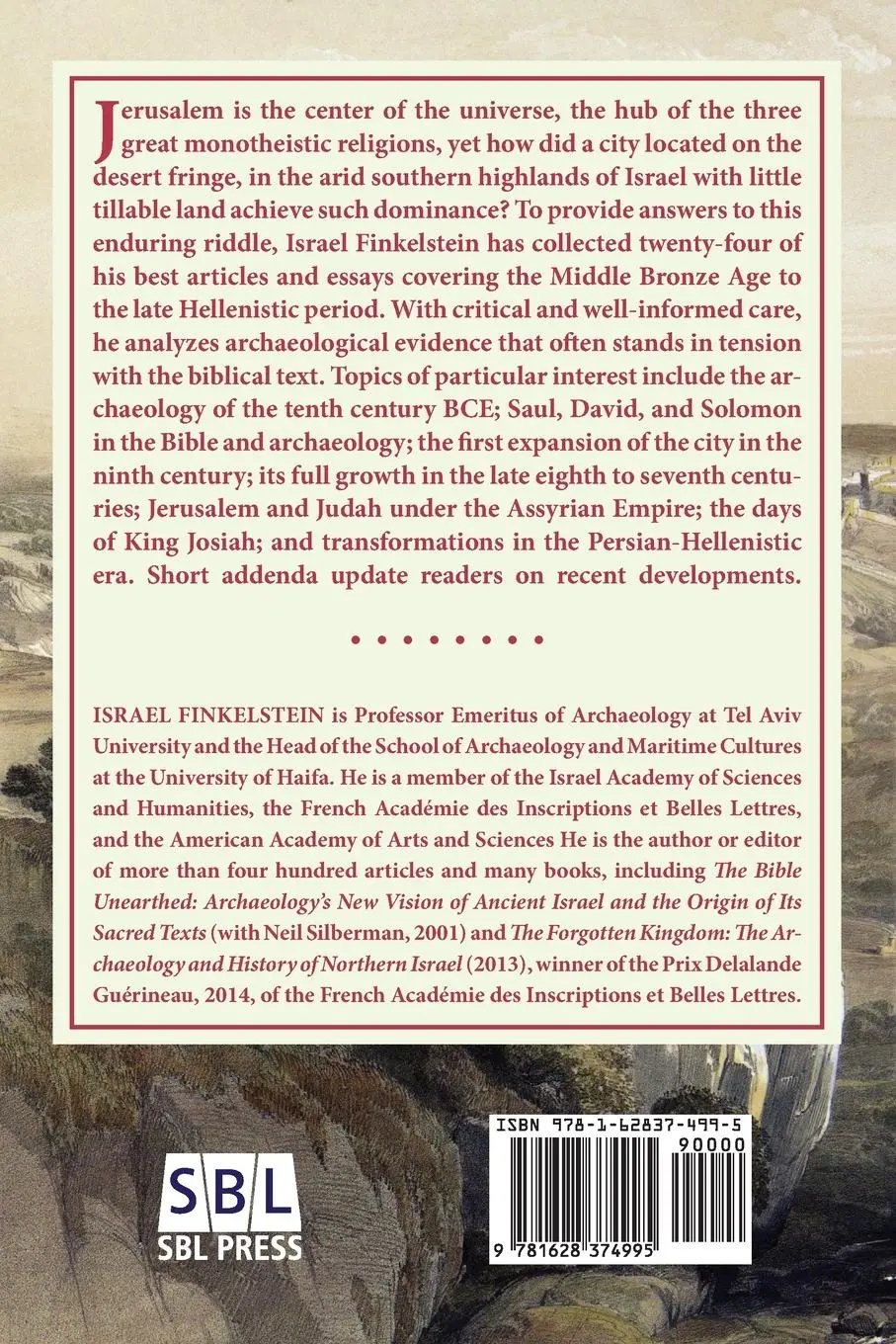 Rückseite: 9781628374995 | Jerusalem the Center of the Universe | Israel Finkelstein | Buch