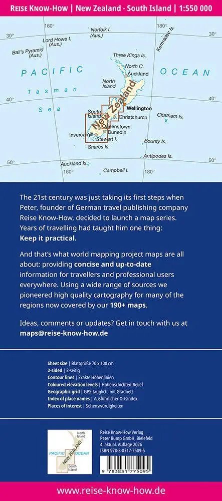 Bild: 9783831775095 | Reise Know-How Landkarte Neuseeland, Südinsel New Zealand South...