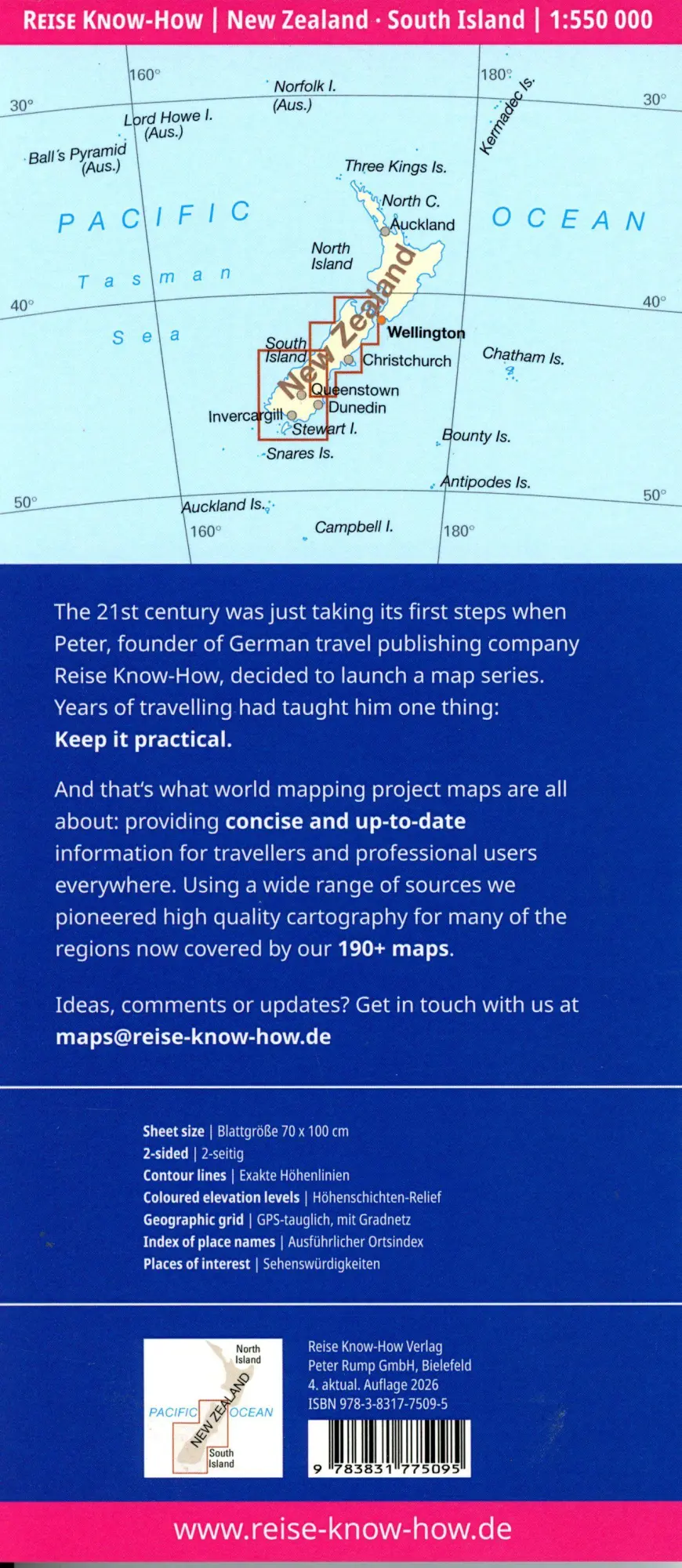 Bild: 9783831775095 | Reise Know-How Landkarte Neuseeland, Südinsel New Zealand South...