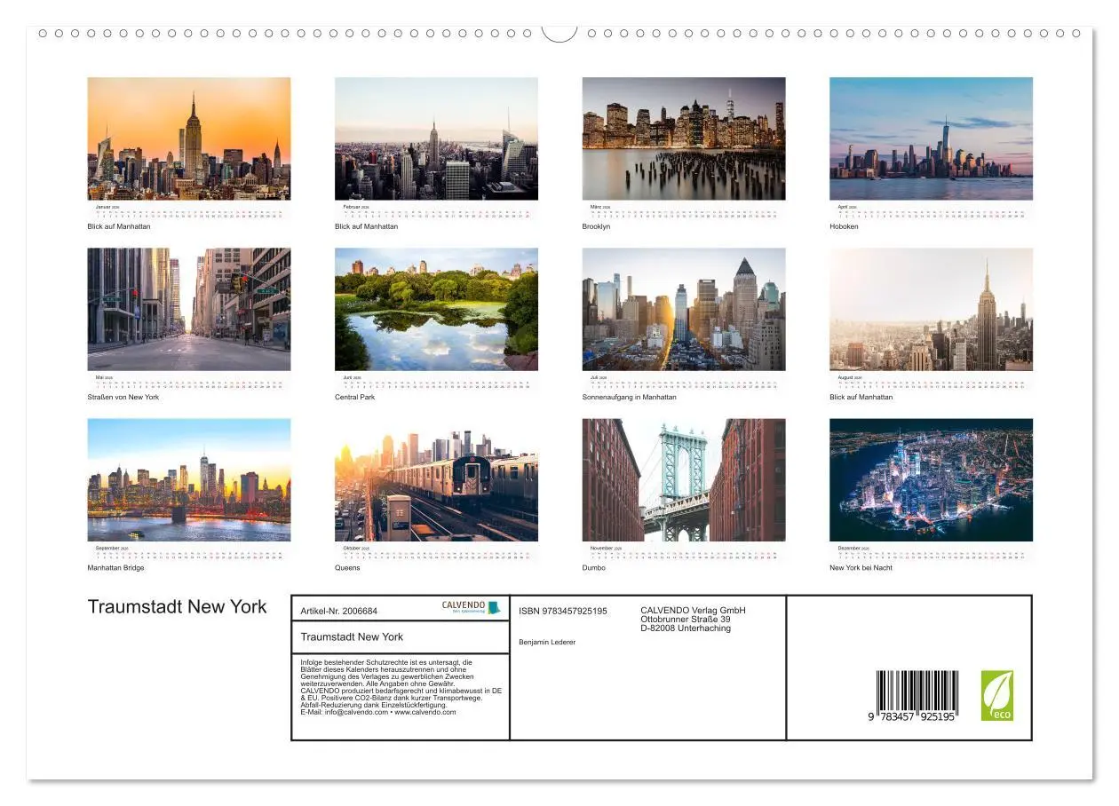Bild: 9783457925195 | Traumstadt New York (Wandkalender 2026 DIN A2 quer), CALVENDO...