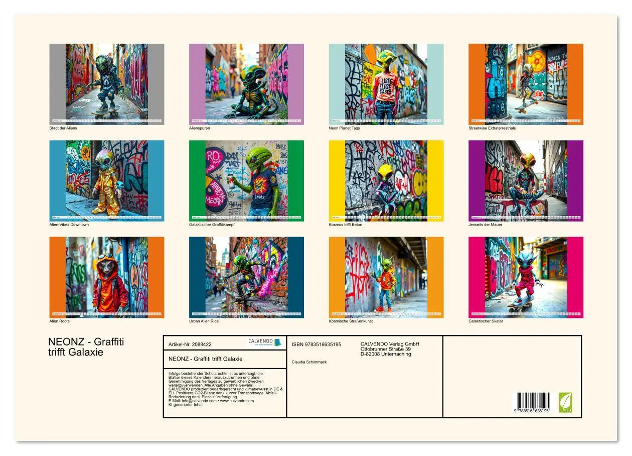 Bild: 9783516635195 | NEONZ - Graffiti trifft Galaxie (Wandkalender 2026 DIN A2 quer),...