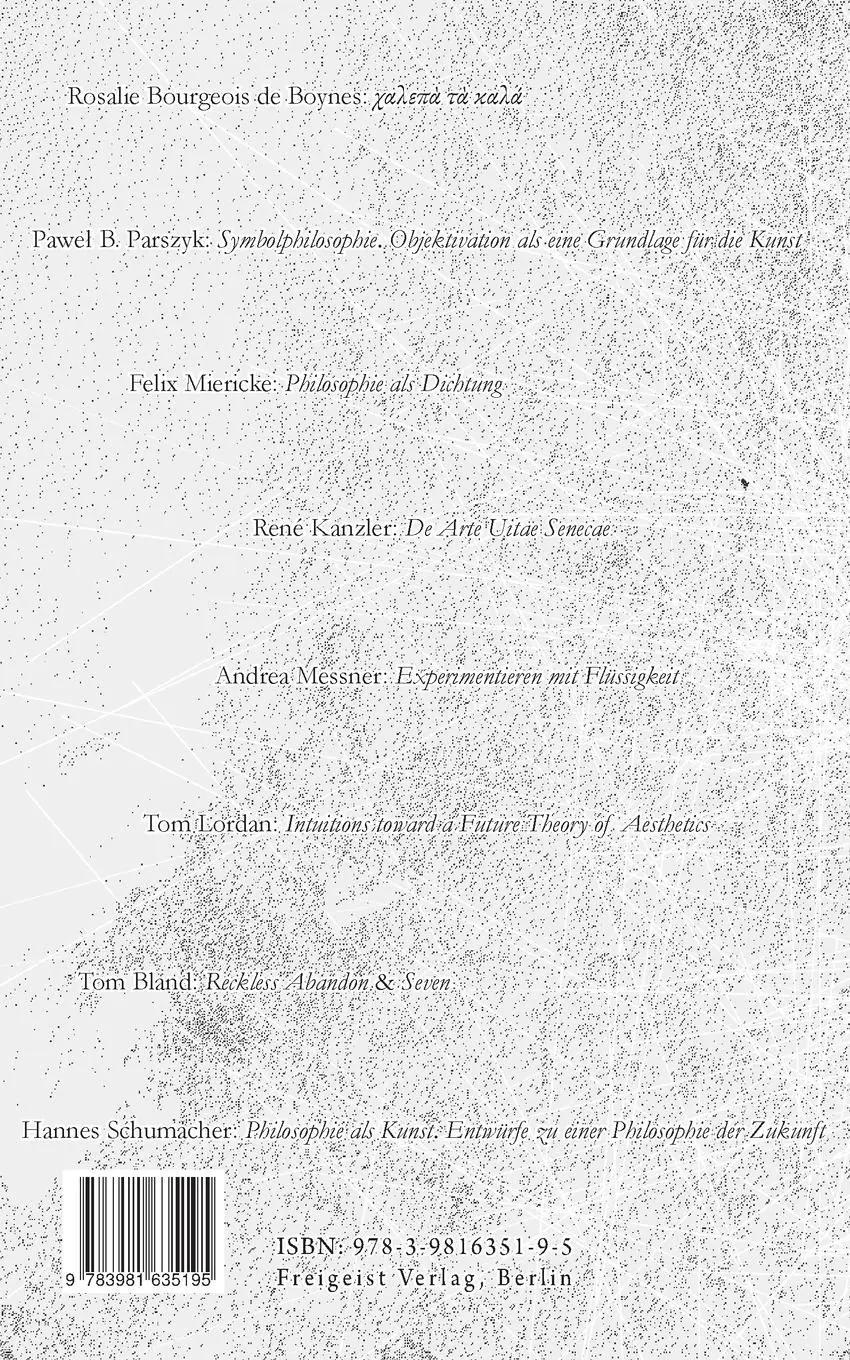 Rückseite: 9783981635195 | Philosophie als Kunst. Philosophy as Art | Hannes Schumacher | Buch