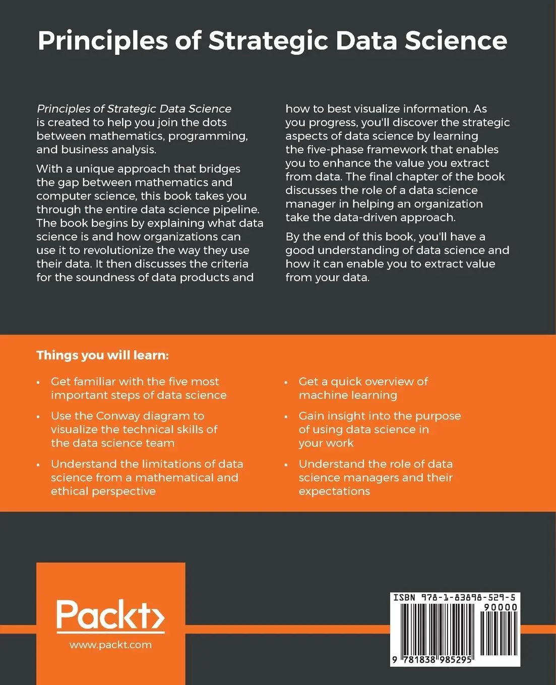 Rückseite: 9781838985295 | Principles of Strategic Data Science | Peter Prevos | Taschenbuch