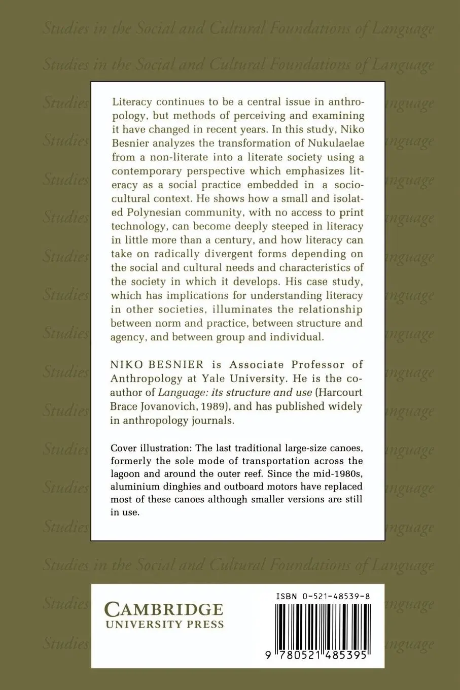 Rückseite: 9780521485395 | Literacy, Emotion and Authority | Niko Besnier | Taschenbuch | 2002