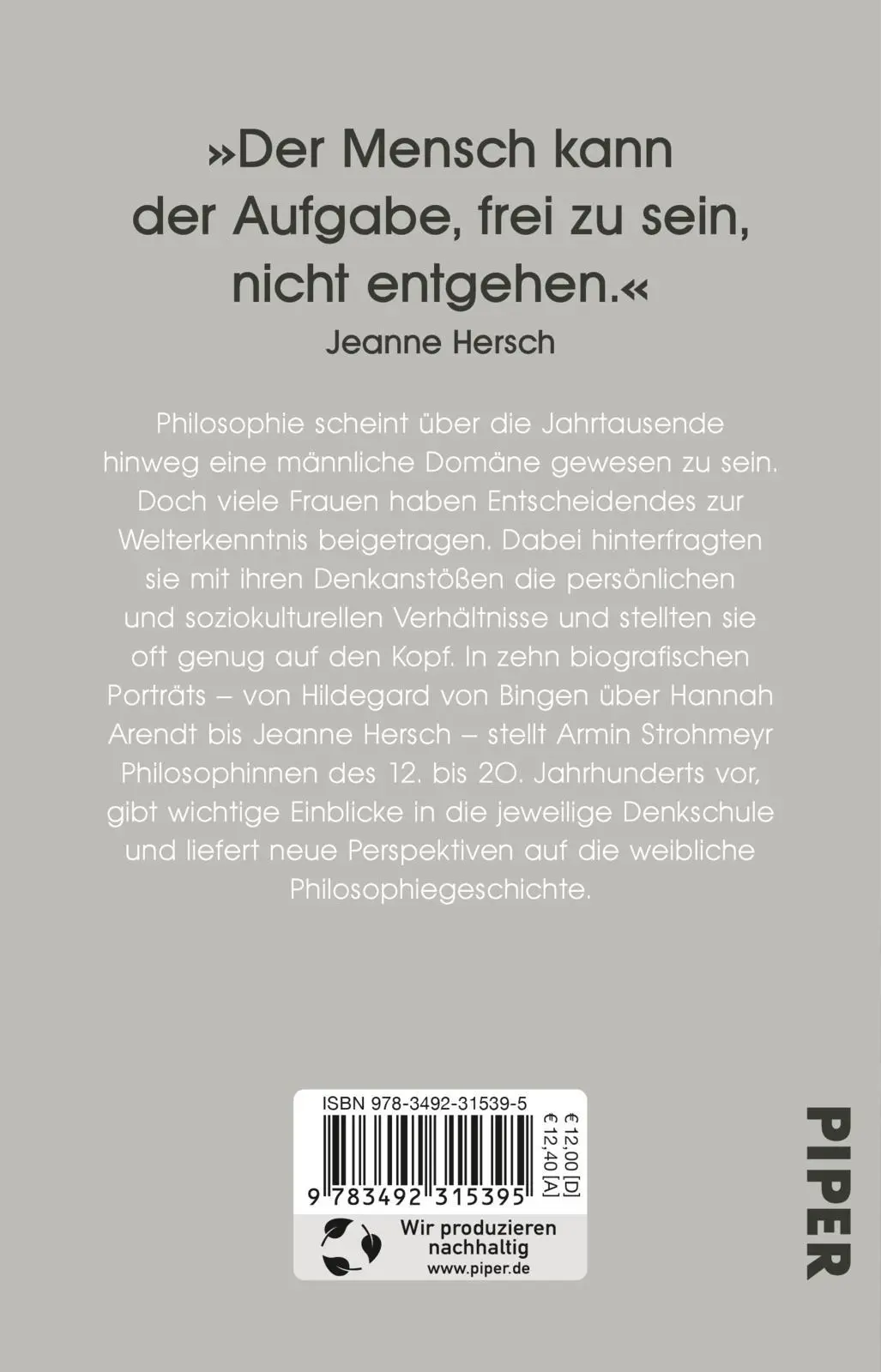 Rückseite: 9783492315395 | Große Philosophinnen | Armin Strohmeyr | Taschenbuch | 320 S. | 2021