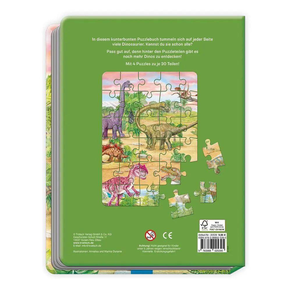 Bild: 9783988025395 | TRÖTSCH - Pappenbuch Puzzlebuch Dinosaurier Ab 3 Jahren | KG (u. a.)