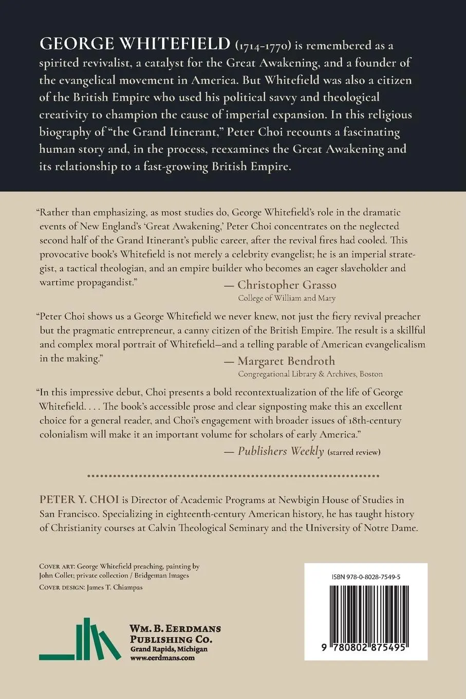Rückseite: 9780802875495 | George Whitefield | Evangelist for God and Empire | Peter Y. Choi