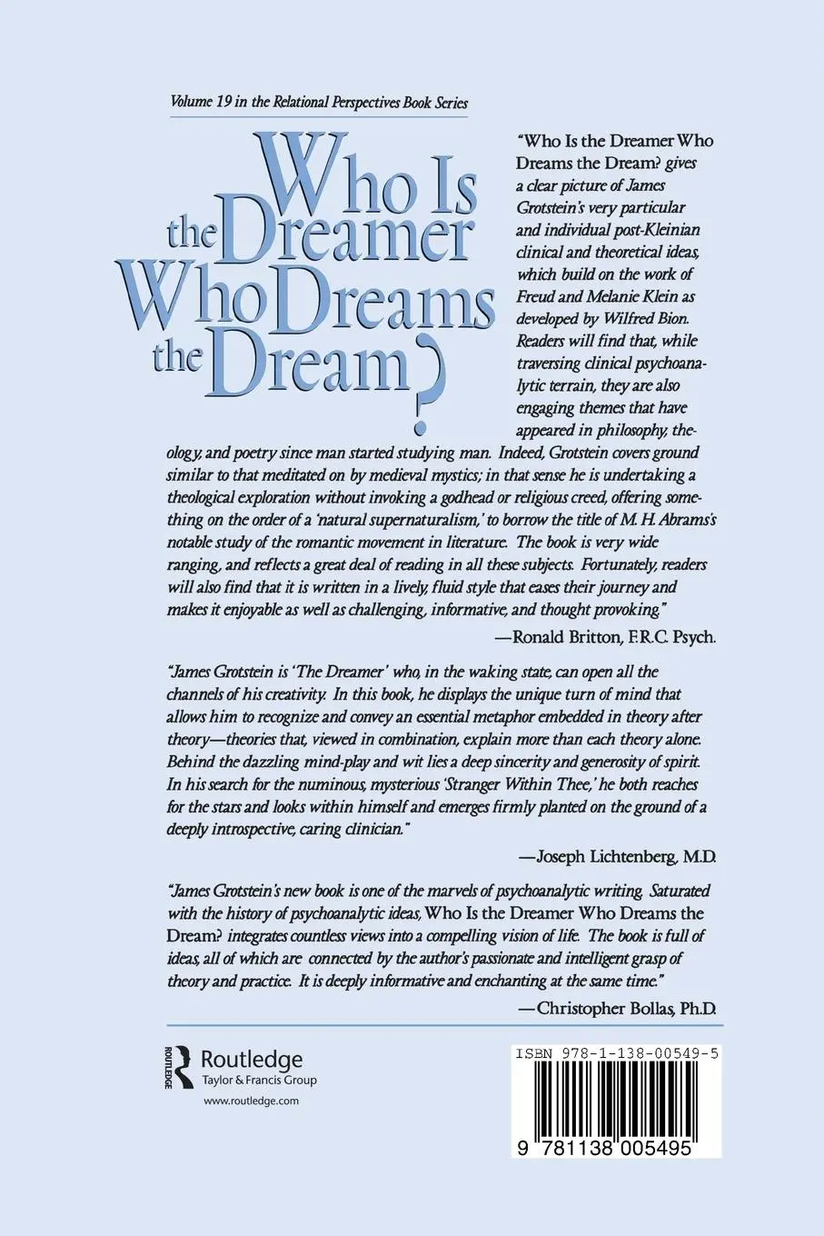 Rückseite: 9781138005495 | Who Is the Dreamer, Who Dreams the Dream? | James S. Grotstein | Buch