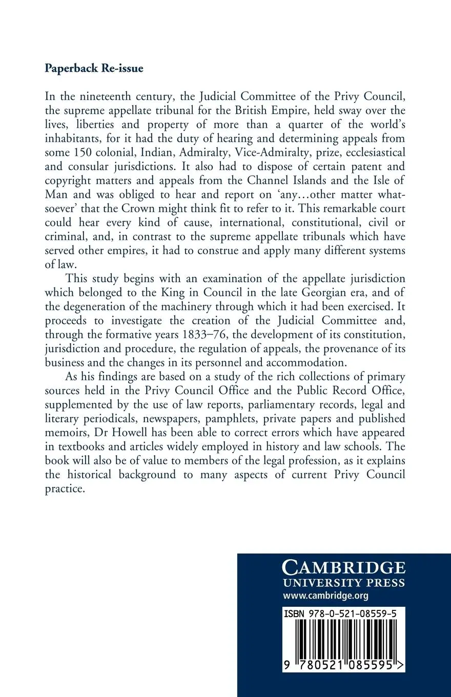 Rückseite: 9780521085595 | The Judicial Committee of the Privy Council 1833 1876 | P. A. Howell