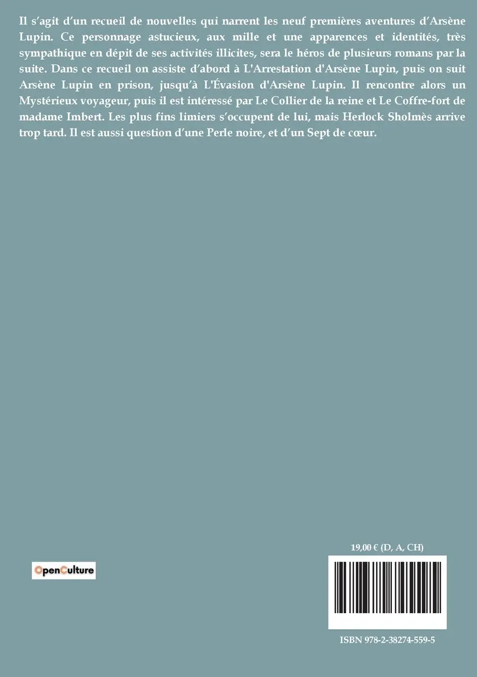 Rückseite: 9782382745595 | Arsène Lupin, gentleman cambrioleur | Maurice Leblanc | Taschenbuch