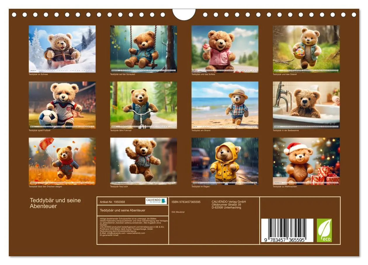 Bild: 9783457365595 | Teddybär und seine Abenteuer (Wandkalender 2026 DIN A4 quer),...
