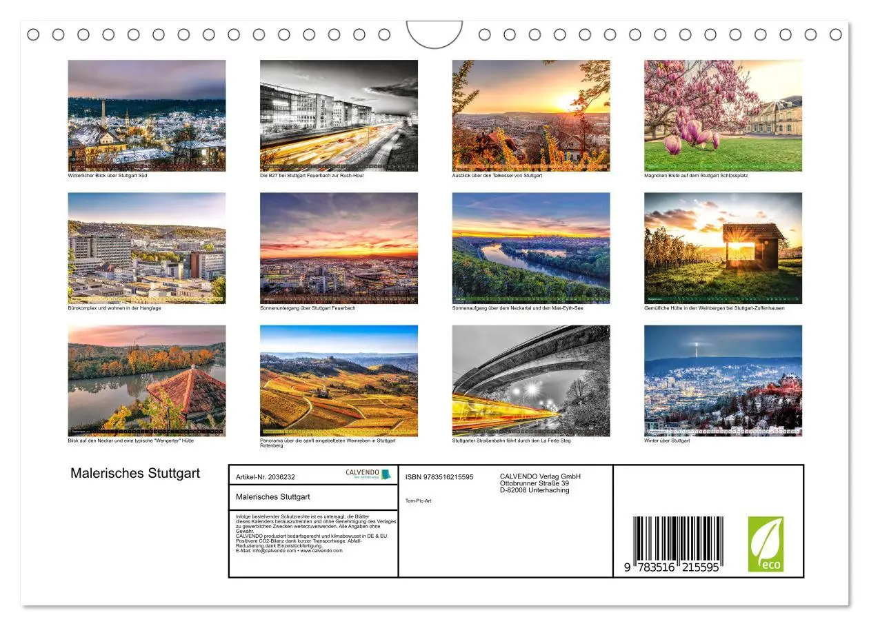 Bild: 9783516215595 | Malerisches Stuttgart (Wandkalender 2026 DIN A4 quer), CALVENDO...