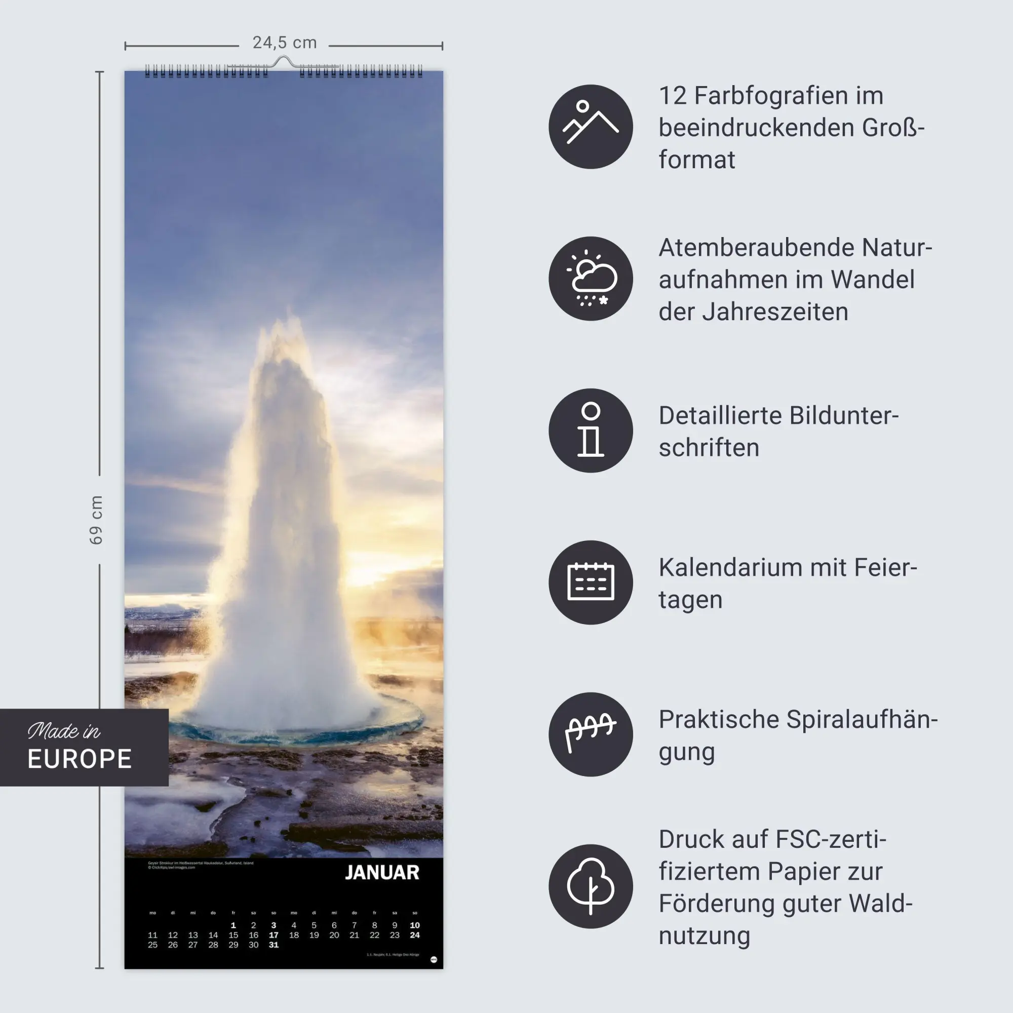 Bild: 9783756415595 | Naturgewalten Vertical Kalender 2027 | Heye | Kalender | Spiralbindung