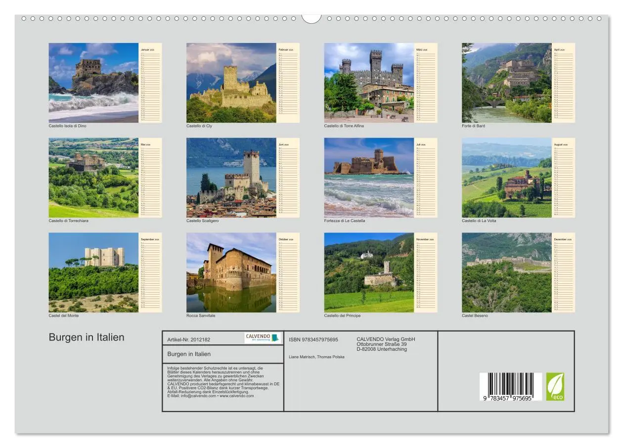 Bild: 9783457975695 | Burgen in Italien (hochwertiger Premium Wandkalender 2026 DIN A2...