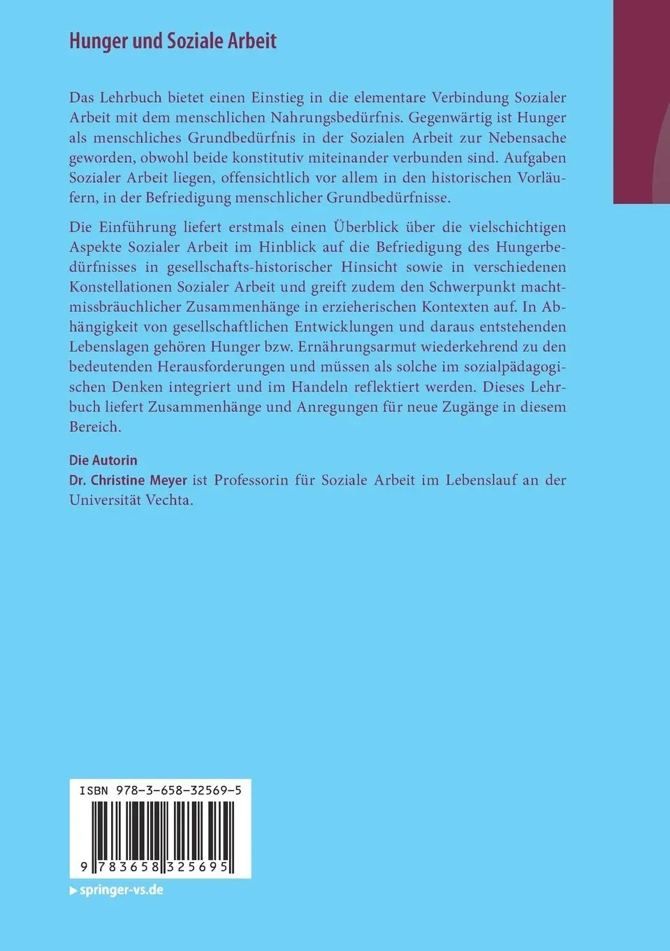 Rückseite: 9783658325695 | Hunger und Soziale Arbeit | Eine Einführung | Christine Meyer | Buch