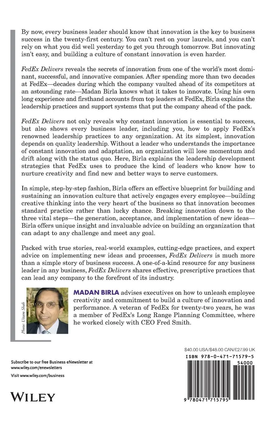Rückseite: 9780471715795 | Fedex Delivers | Madan Birla | Buch | 240 S. | Englisch | 2013 | Wiley