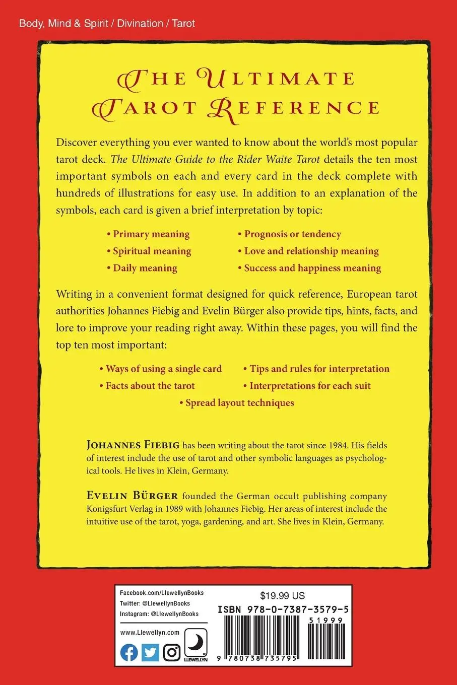 Rückseite: 9780738735795 | The Ultimate Guide to the Rider Waite Tarot | Johannes Fiebig (u. a.)