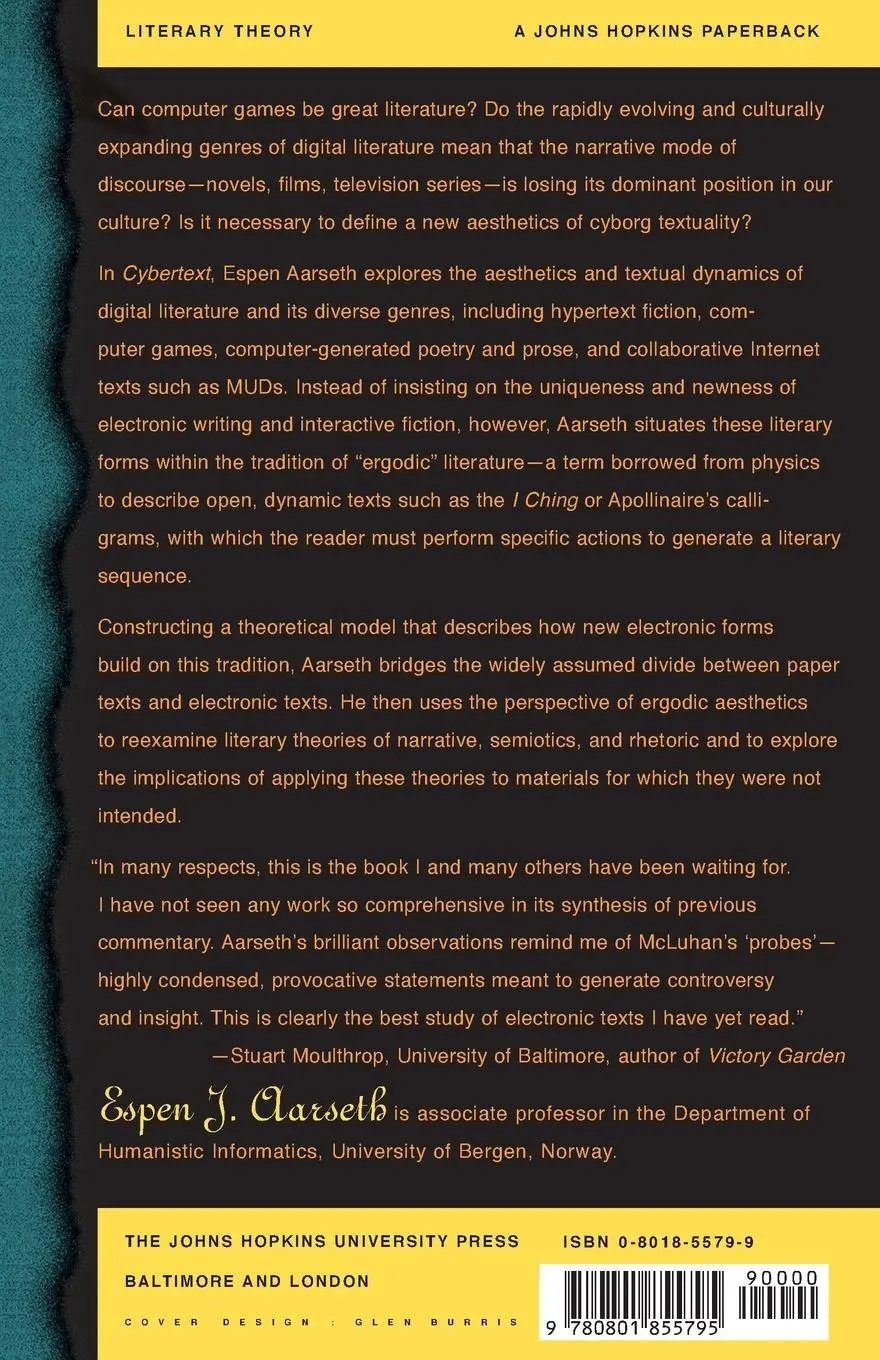 Rückseite: 9780801855795 | Cybertext | Perspectives on Ergodic Literature | Espen J. Aarseth
